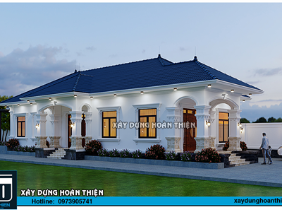 Mẫu biệt thự vườn tân cổ điển 1 tầng 2024